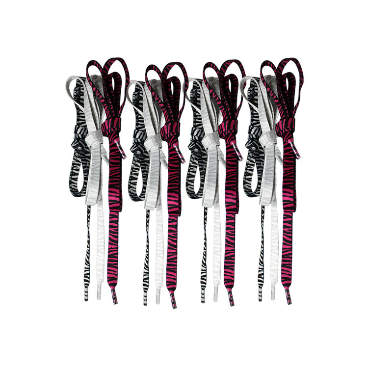 Flat Twisted Rope Shoe Strings Knitted 1cm Flat Boot Laces Printed
