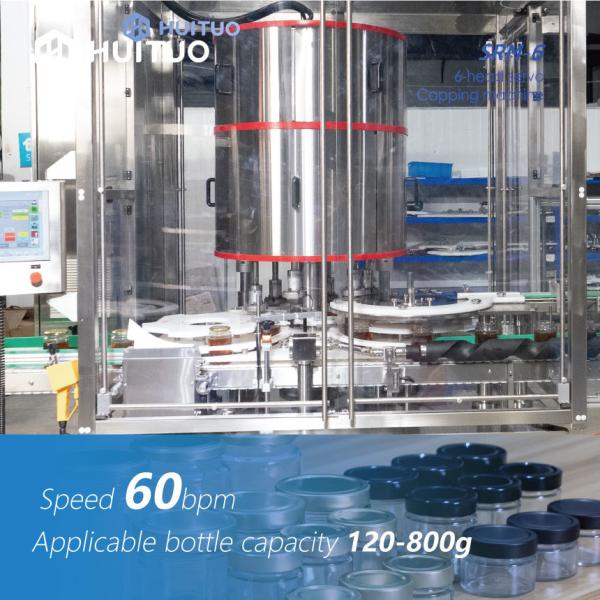 Quality Honey Syrup Glass Jar Bottle Servo Rotary Capping Machine Automatic 6 Head 60bpm for sale