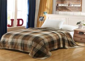 Buy cheap Brown Checkered Fleece And Flannel Blanket , MOHAP Lightweight Flannel Blanket product