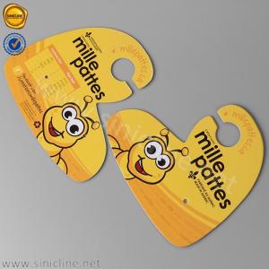 China Eco Friendly Cardboard Hangers Customized Cute Yellow Kids Shoe Hanger on sale