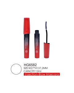 China 12ml Round Custom Mascara Tubes Red Overcap Empty Mascara Container on sale