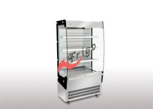 China Curved Glass Slim Open Refrigerated Display Case 3 Shelves With LED Light on sale