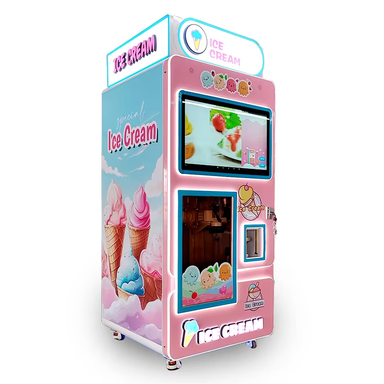 Professional Automatic Soft Serve Ice Cream Vending Machine with Cup Volume 80-100g and Machine Size 900x900x2260mm