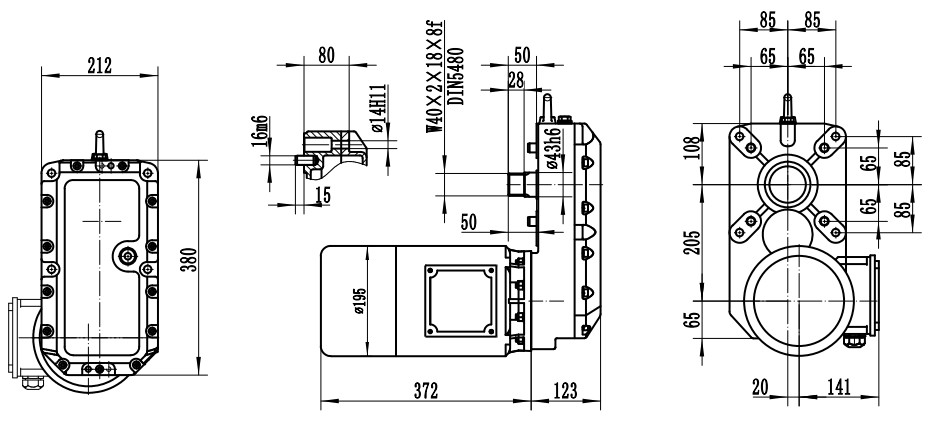 FEM European Hoisting Drive Cylindrical Speed Reducer 3 Stage Parallel Shaft Gear Reducer