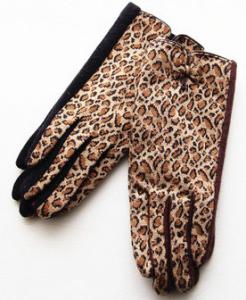 High End Ladies Fashion Gloves Atmosphere Driving Party Use Warm Leopard Bow