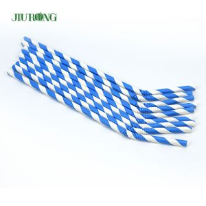 Buy cheap Biodegradable Bendy Paper Drinking Straws Blue Striped Food Grade product