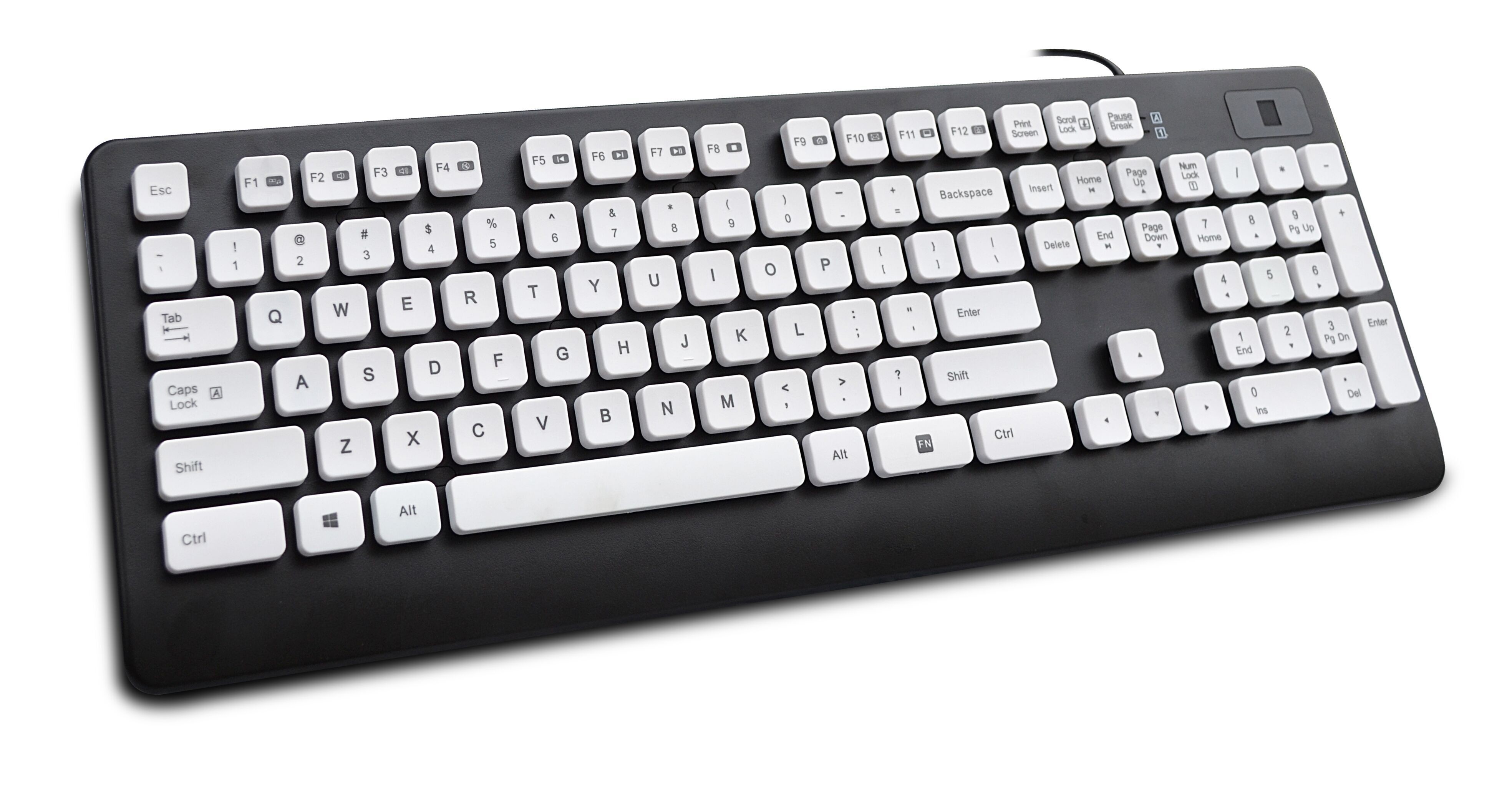 USB Plastic Keyboard With Fingerprint Reader Function Keys Multimedia Keys And Numeric Keys