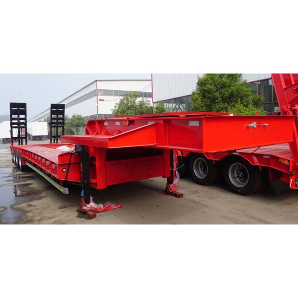 Mechanical Equipment Concave 4 Axle 80T Low Bed Semi Trailer