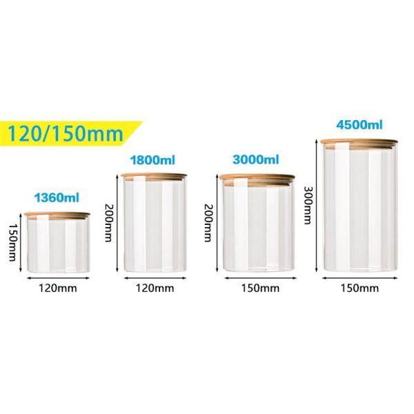 High Borosilicate Glass Jars 300ml Kitchen Canisters With Pantry Cork Lid