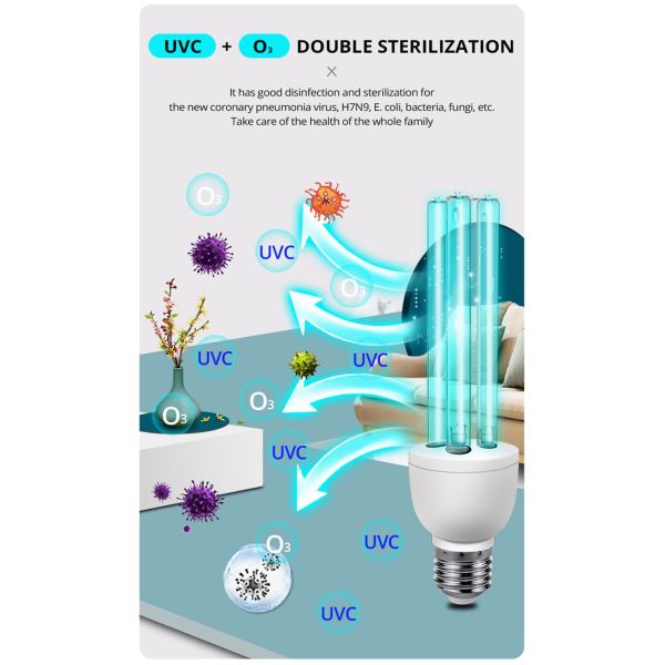 E27 15W UVC Germicidal Lamp 220V for Home and Medical Sterilization