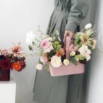 Rectangular Portable Artificial Fresh Rose Round Hat Handle Flower Boxes with