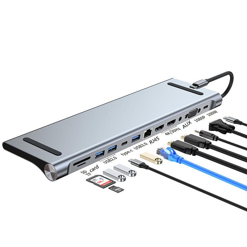12 In 1 USB-C Type-C Docking Station For Charging Data Transfer And Speaker Function