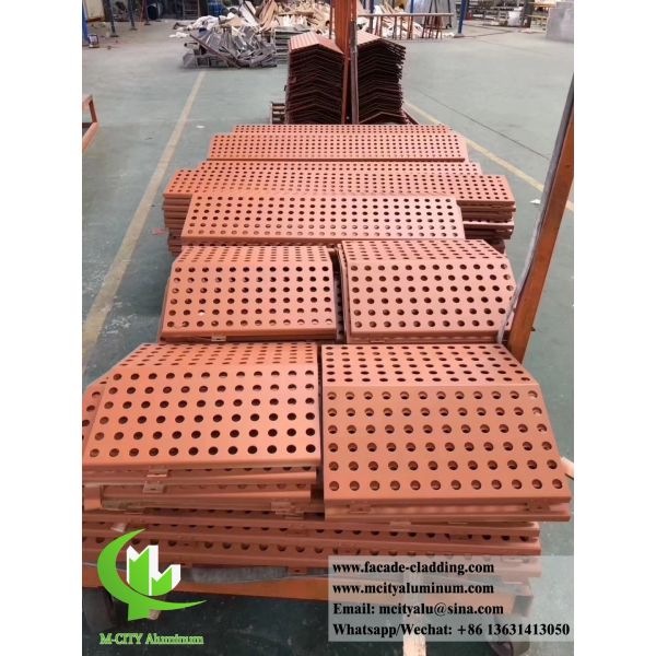 Powder Coated Perforated Aluminum Facade Cladding Customized Metal Facade Panel