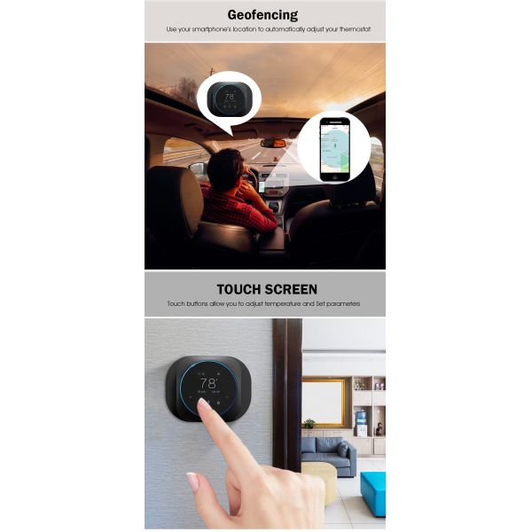 24VAC LED WiFi Smart Thermostat With Voice Control Electric Heat Thermostat