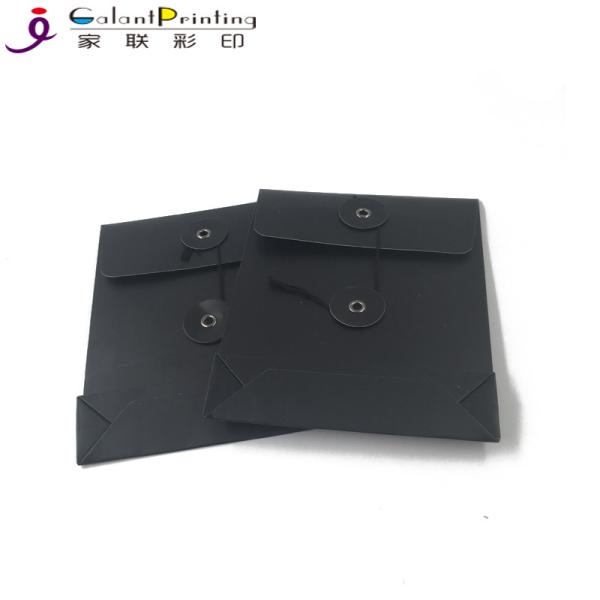 Quality Black Envelope Printing Services Silk - Screen Logo With Button And String for sale