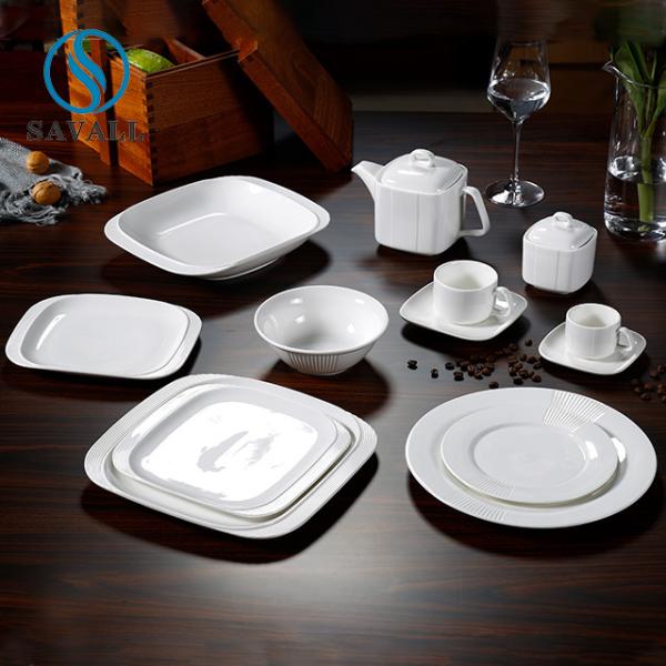 Quality 3D Design Square Porcelain Dinnerware Sets Savall HoReCa 18 Piece Porcelain Dinner Set for sale