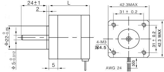High torque 42mm hybrid stepper motor J42HB38-01