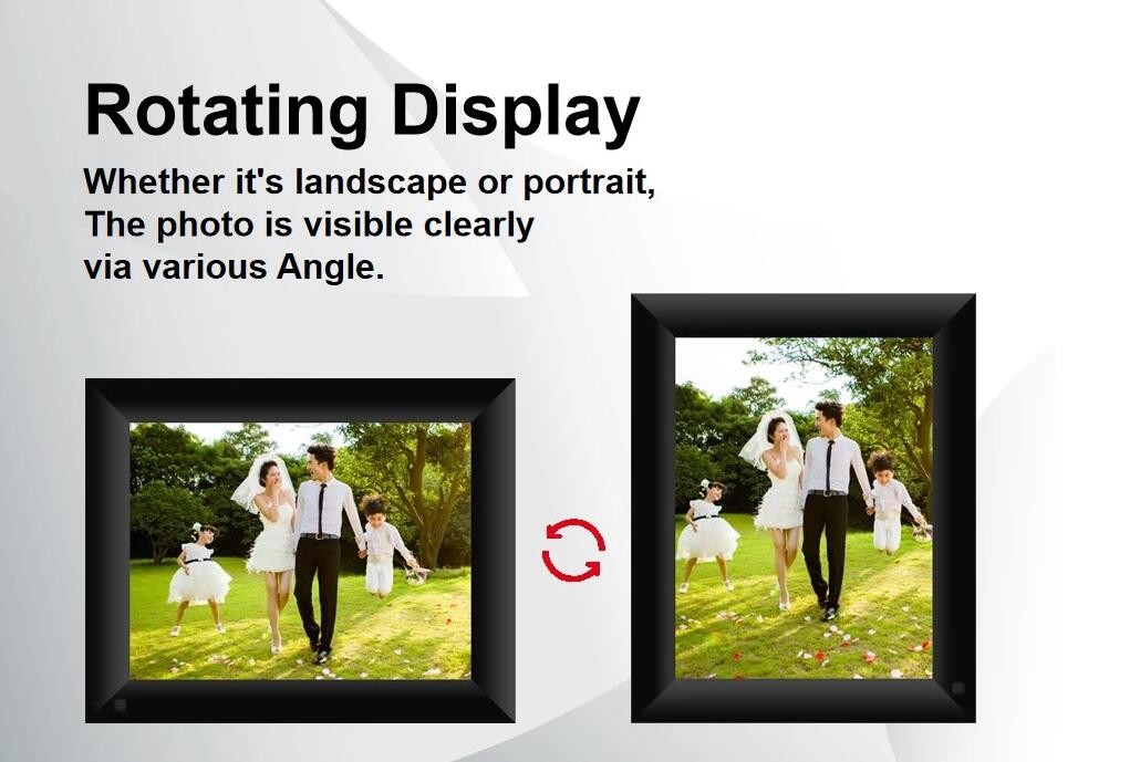 10.1 inch Digital Picture Frame, Share Video Clips and Photos Instantly via E-Mail or App