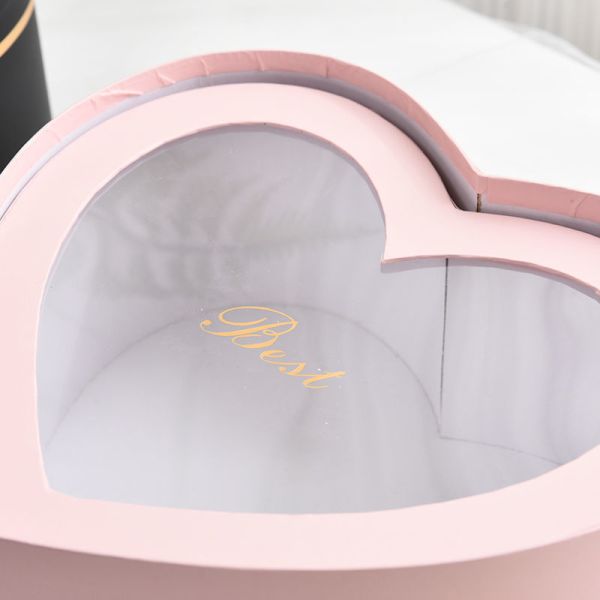 Custom Heart-Shaped Transparent Window Flower Box With Your Own Logo Personalized Box
