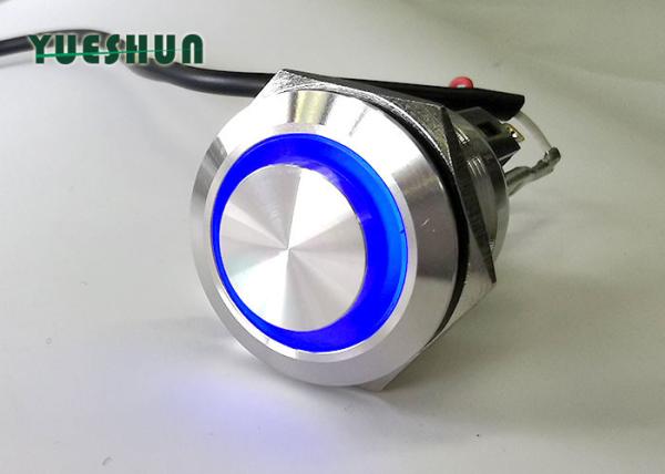 High Round Head Push Button Switch LED Illuminated , 22mm Illuminated Push