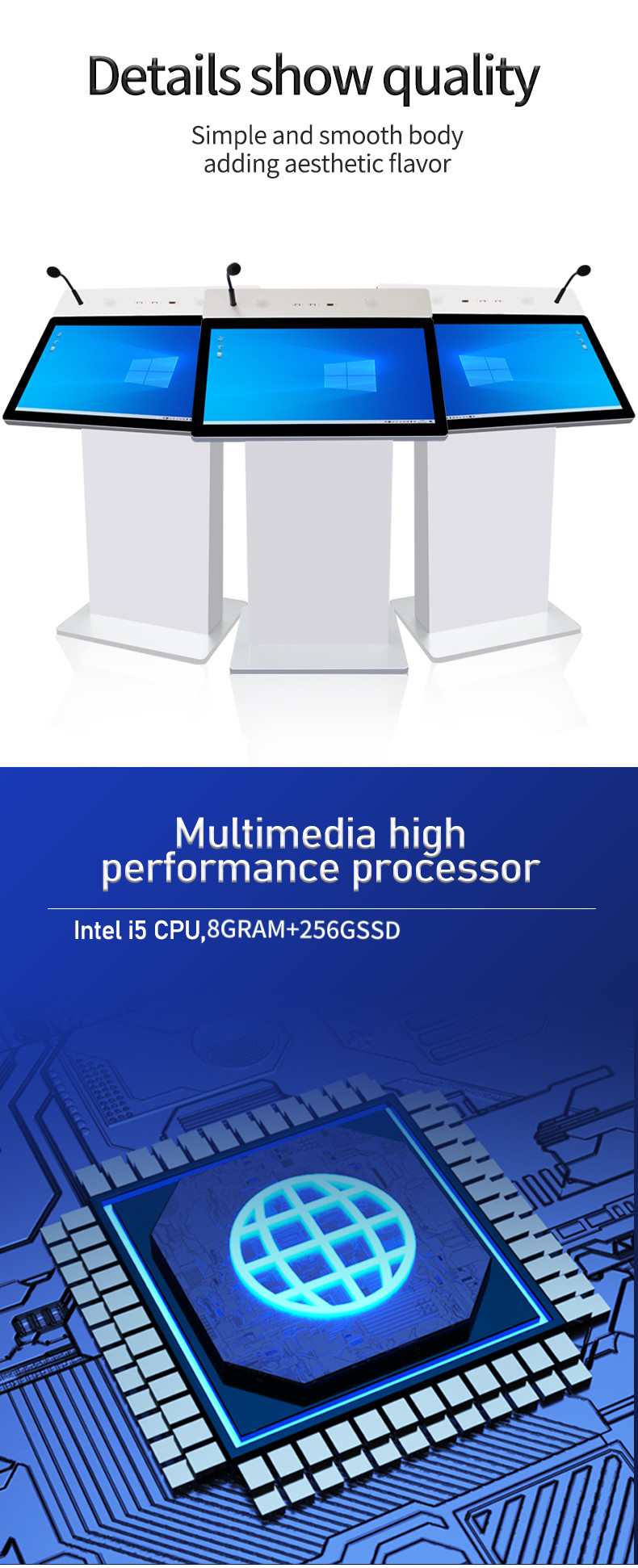 School Classroom Smart Digital Podium Lectern With Microphone And Speaker
