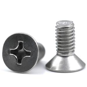 Cross Recessed Stainless Flat Head Screw Countersunk Head 120 Degree Plain Finish