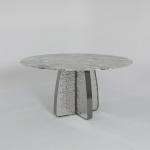 Matte Grey Marble And Metal Dining Table Satin Finish Customized