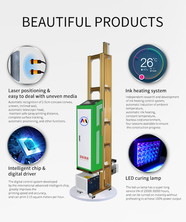 Laser Positioning Vertical Wall Printing Machine Automatic Tracking Bidirectional