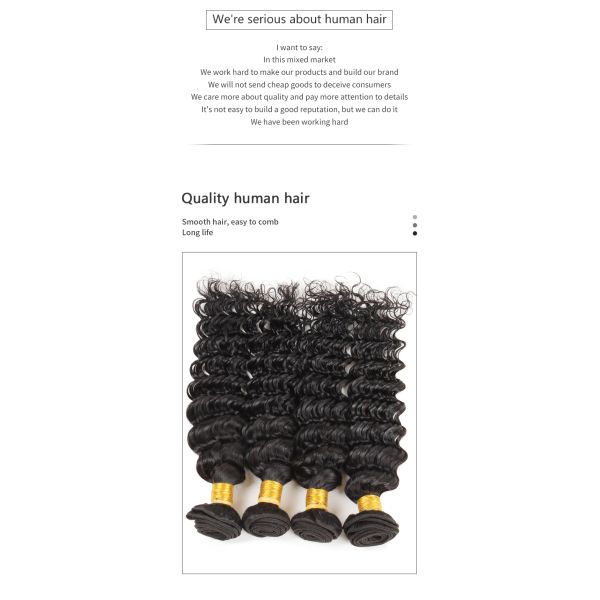 Single Drawn 8a Natural Peruvian Deep Wave Hair Bundles 8inch