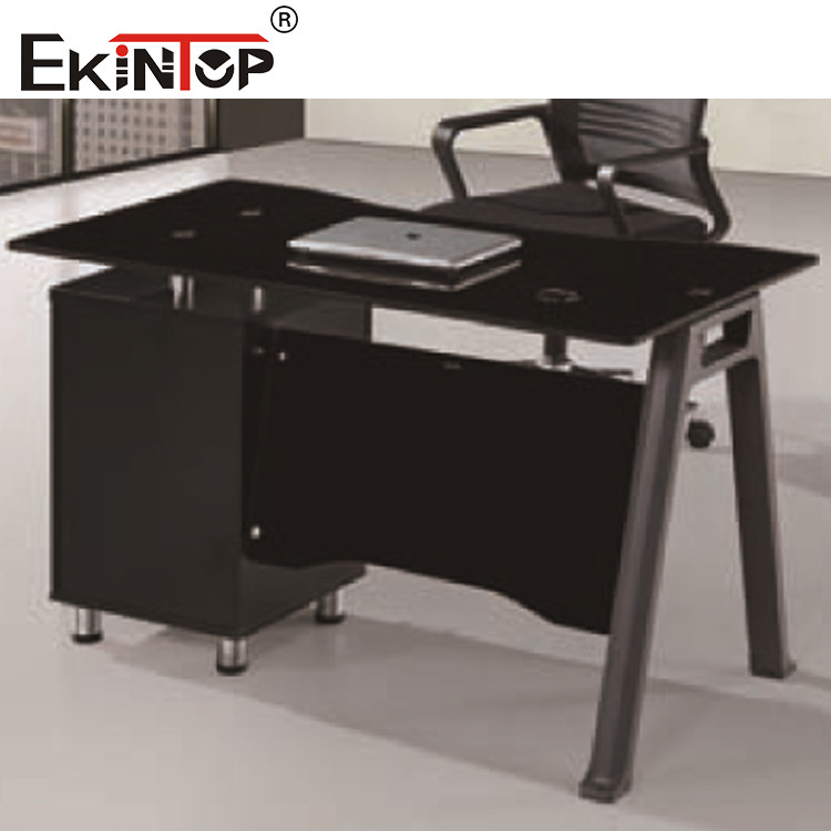 glass desk with drawers