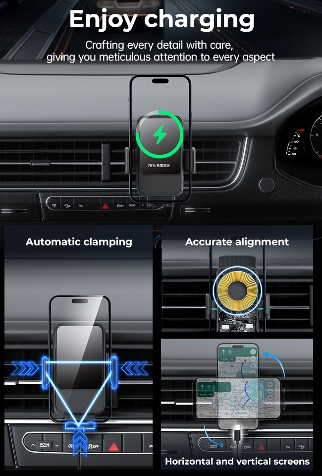 FOD Recognition Iphone Magsafe Car Charger Adjustable With Three Way Arm