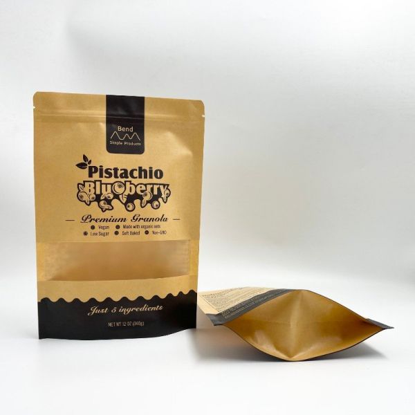 Biodegradable Kraft Paper Zipper Snack Packaging Bags Moisture Proof