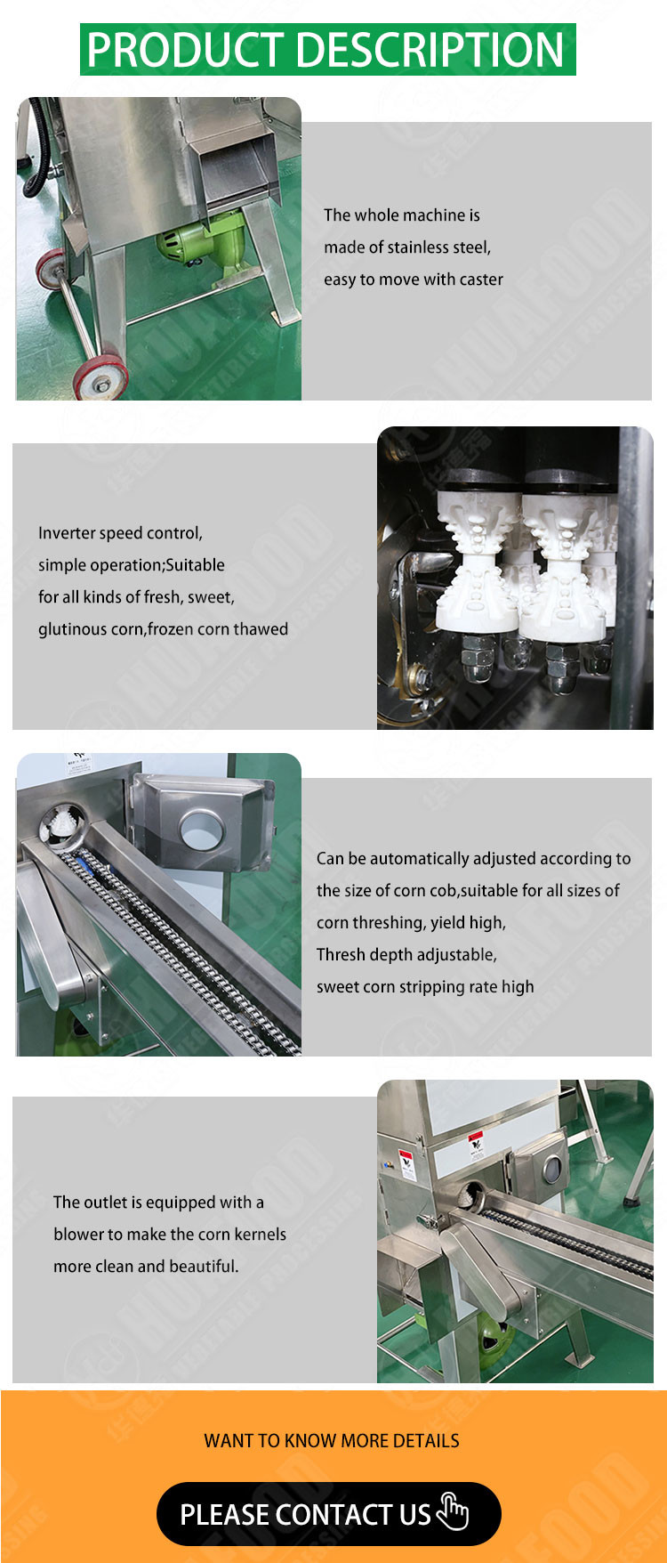 Corn Sheller Thresher 2t/h Automatic Food Processing Machines