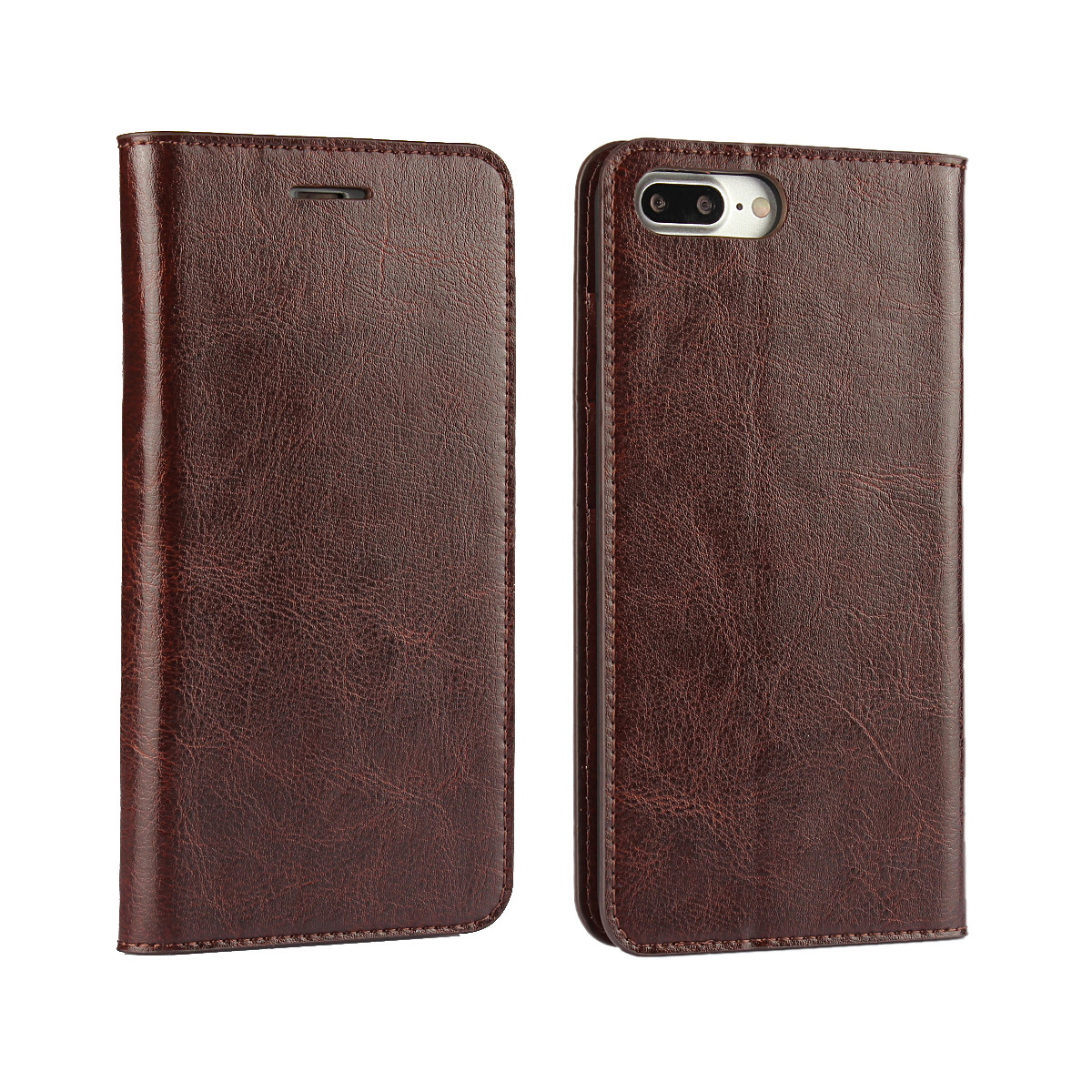 iPhone 8 Case, Genuine Leather Wallet Case Folio Flip Cover for iPhone 5/6/7/8/X/XS/XS MAX/XR