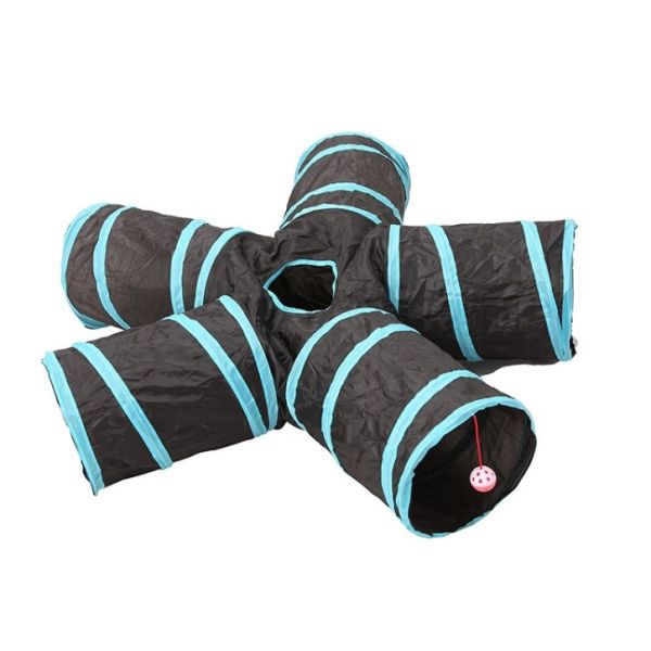 Peephole Connectable Collapsible 5 Way Cat Tunnel