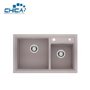 Double Bowl Granite Kitchen Sink Topmount Quartz Granite Stone Composite Sink for House Kitchen