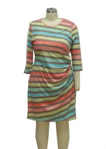 Buy cheap Colorful Printed 3 4 Sleeve Cocktail Dresses , Striped Casual Dress For 40 Year Old Woman product