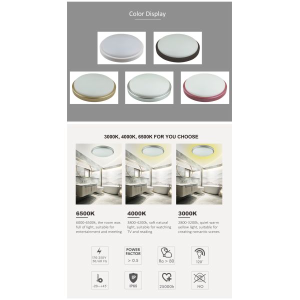 1650lm Microwave Sensor Ceiling Light 18w Round Led Ceiling Light