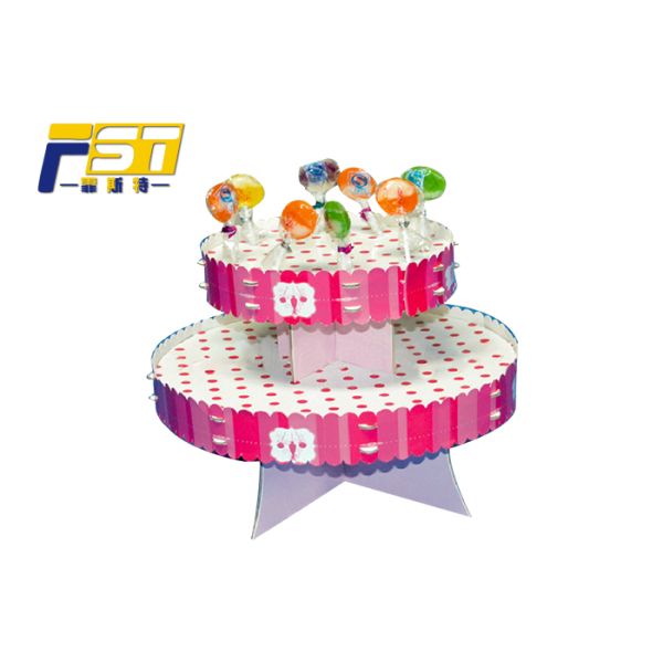 Birthday Party 2 Tier Cardboard Cake Stand Eye Catching Environmental Friendly
