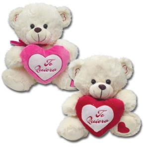 Off White Valentines Day Stuffed Toys Soft Plush Bear With Red Heart