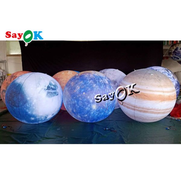 Led Lighting Huge Hanging Inflatable Eight Planets 0.25mm PVC Material