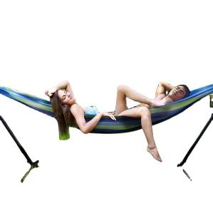 Qingdao Port Loading Double Hammock With Steel Stand Customized Color For Relaxation