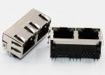 PCB Mount Cat5 Multi Port 1 x 2 Shielded R / A 8P8C With Yellow / Green LED