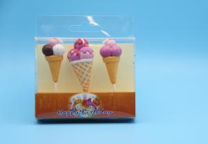 China Colored Ice Cream Cone Shaped Birthday Candles For Children Party No Smoking on sale