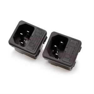 HC-99-F2 1PC Receptacle Connector 3 PIN C14 Male AC Power Inlet Socket With Fuse Holder 250V 10A Fuse Holder Male Plug