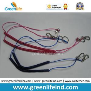 China Blue Red Self Locking Metal Hook Fishing Safety Coiled Lanyard on sale