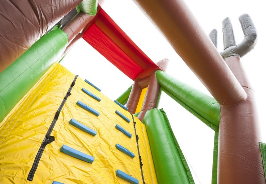 Cowboy Inflatable Obstacle Course Red Farm Bouncy Obstacle Course