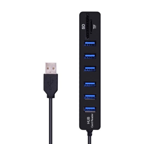 Quality High Speed All In One USB Hub Combo Card Reader 6 Ports ABS Shell for sale