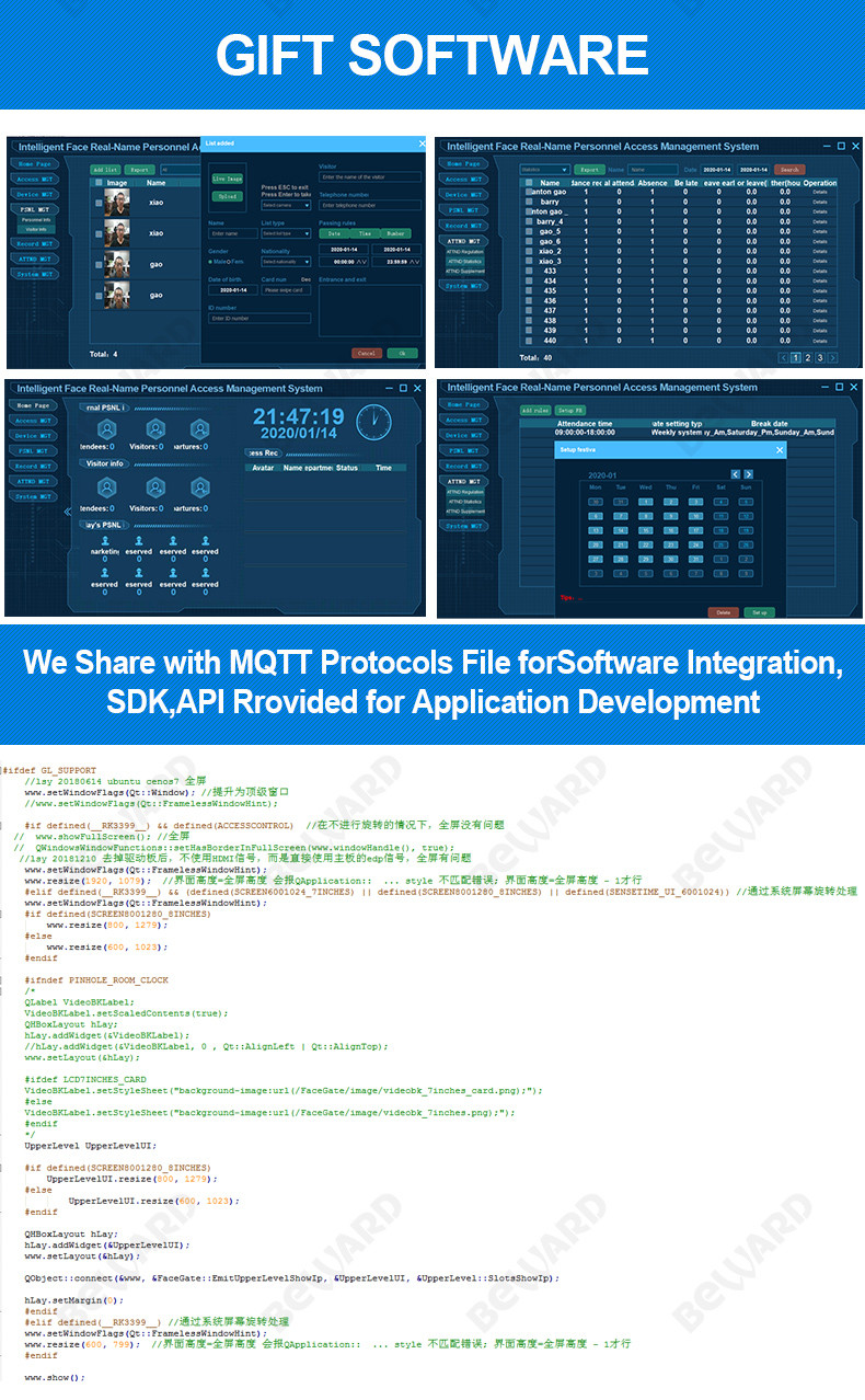8 Inch Linux AI MQTT Cloud Facial Recognition Door Entry