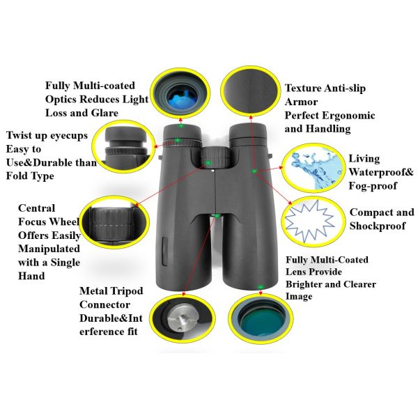 Image Stabilized Binoculars 12x50 Long Range Hunting Binoculars For Bird Viewing